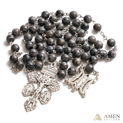 Labradorite Miraculous Medal Rosary Amen Artisan