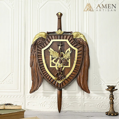 St Michael Wood Carving Amen Artisan