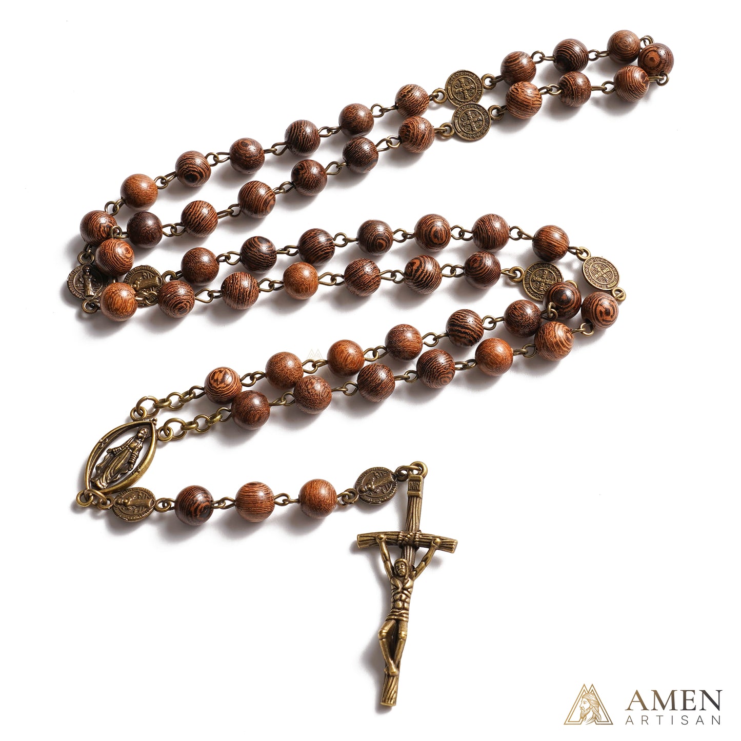 Antique-Style Seven Sorrows Wooden Rosary