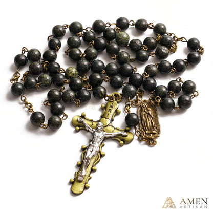 Nephrite Our Lady of Guadalupe Medal Rosary Amen Artisan
