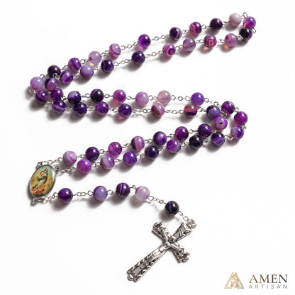 【Deal Today】Amethyst Rosary with Assumption of Mary Medal Amen Artisan