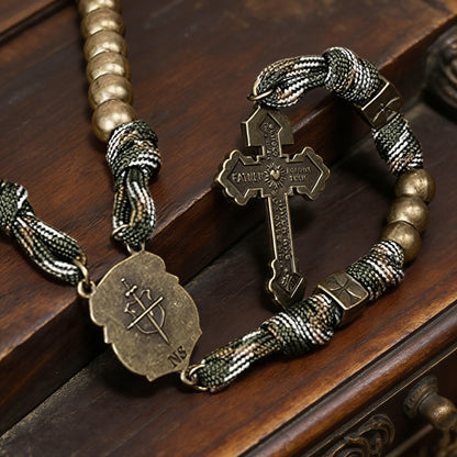 St. Michael Antique Bronze Paracord Rosary Bracelet – Guardian of Faith Amen Artisan