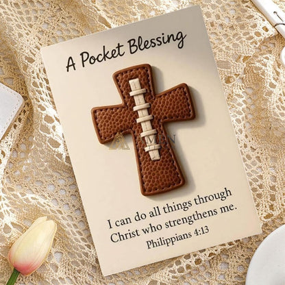 Handmade Leather Football Cross Sports Ornament Amen Artisan