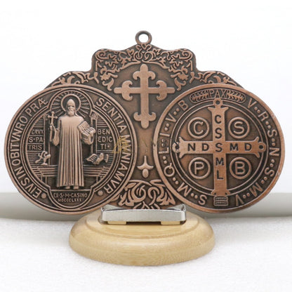 Saint Benedict Double Medallion Pendant Ornament  Amen Artisan
