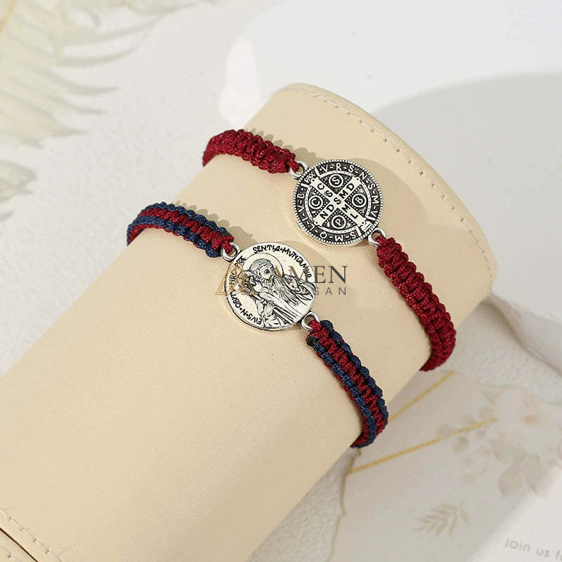 Jesus Portrait Pendant Braided Bracelet Amen Artisan