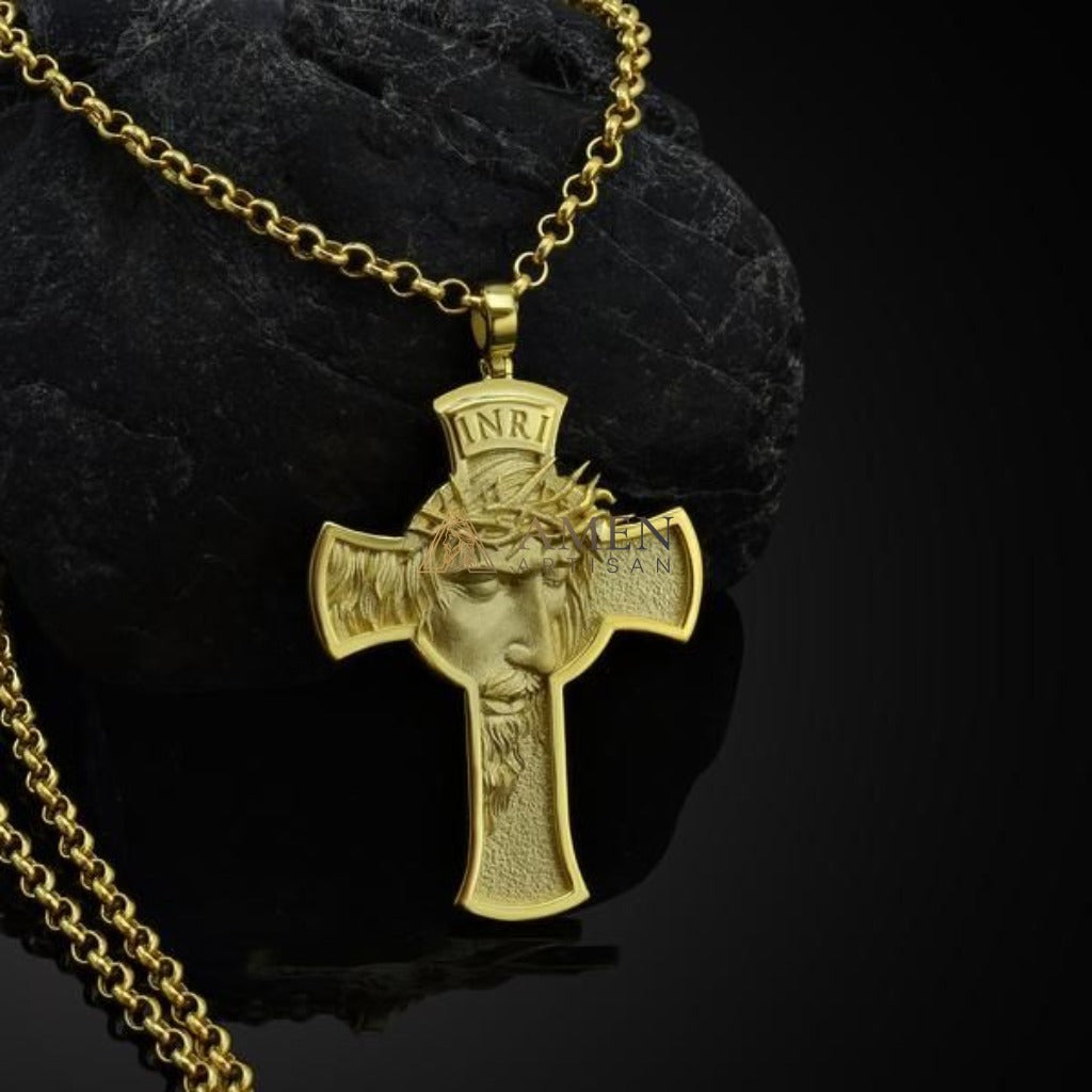 Jesus Crown of Thorns Cross Pendant with Chain | Amen Artisan