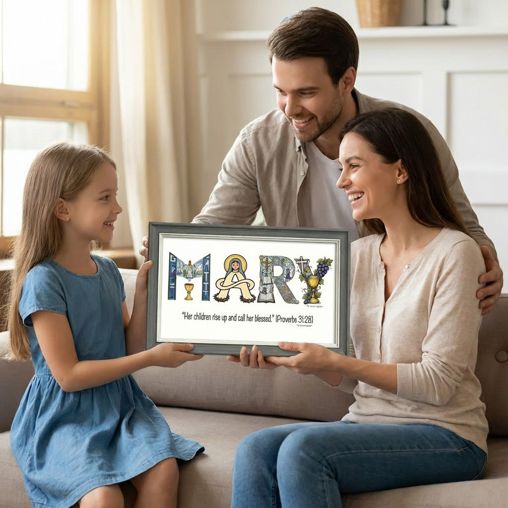 "Love You Mom"Personalized Alphabet Frame – Christian Gift for Mother’s Day & Baptism | Amen Artisan