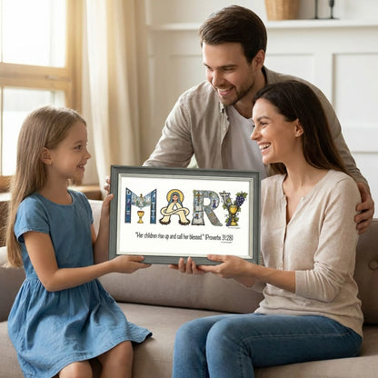 "Love You Mom"Personalized Alphabet Frame – Christian Gift for Mother’s Day & Baptism | Amen Artisan