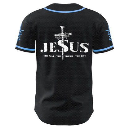 Jesus The Way Truth Life Baseball Jersey with Black Gold Faith Print — Faith