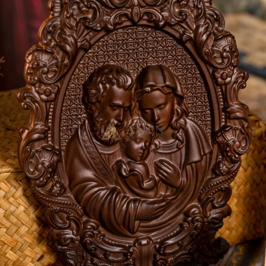 Holy Family Wood Carving