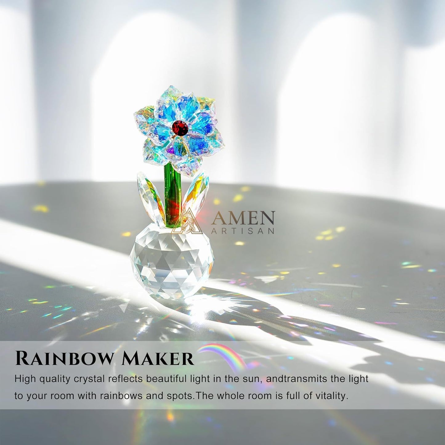 Crystal-Colored Sunflower Figurine Amen Artisan