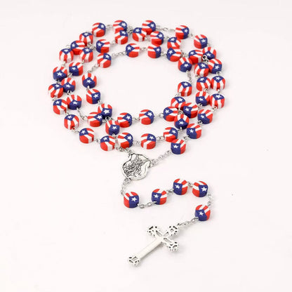 Flag Rosary with Saint Michael Medal Amen Artisan