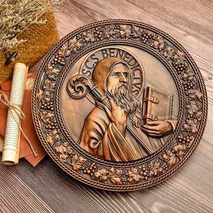 Saint Benedict Wooden Plaque Amen Artisan