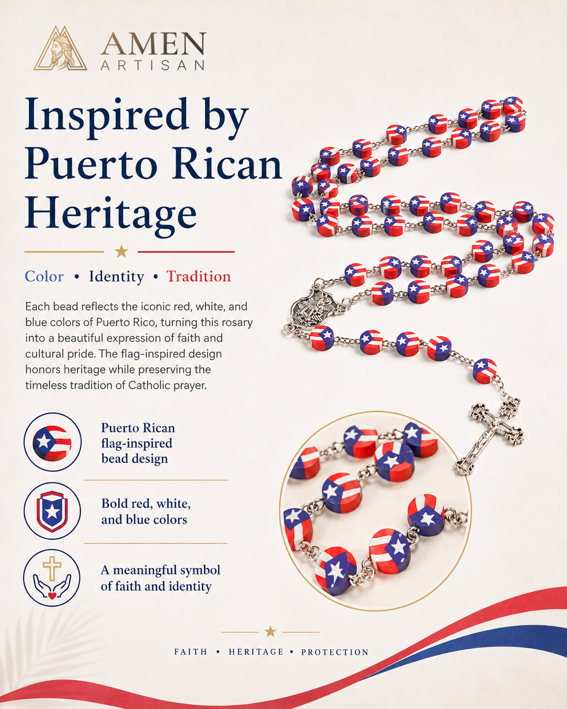 St. Michael Puerto Rico Rosary – Faith, Protection & Heritage |  Amen Artisan