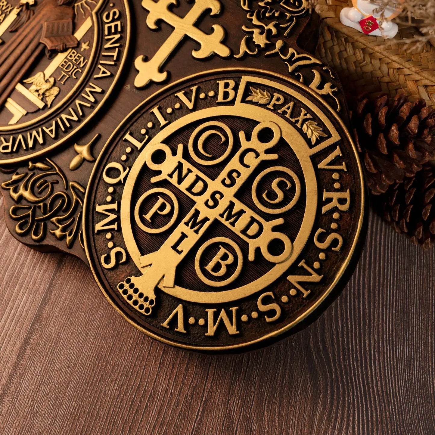 Saint Benedict Medal Wood Carving Amen Artisan