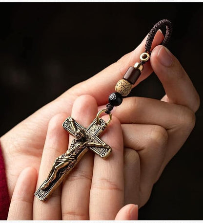 Brass Vintage Crucifix Sorrow Necklace Amen Artisan