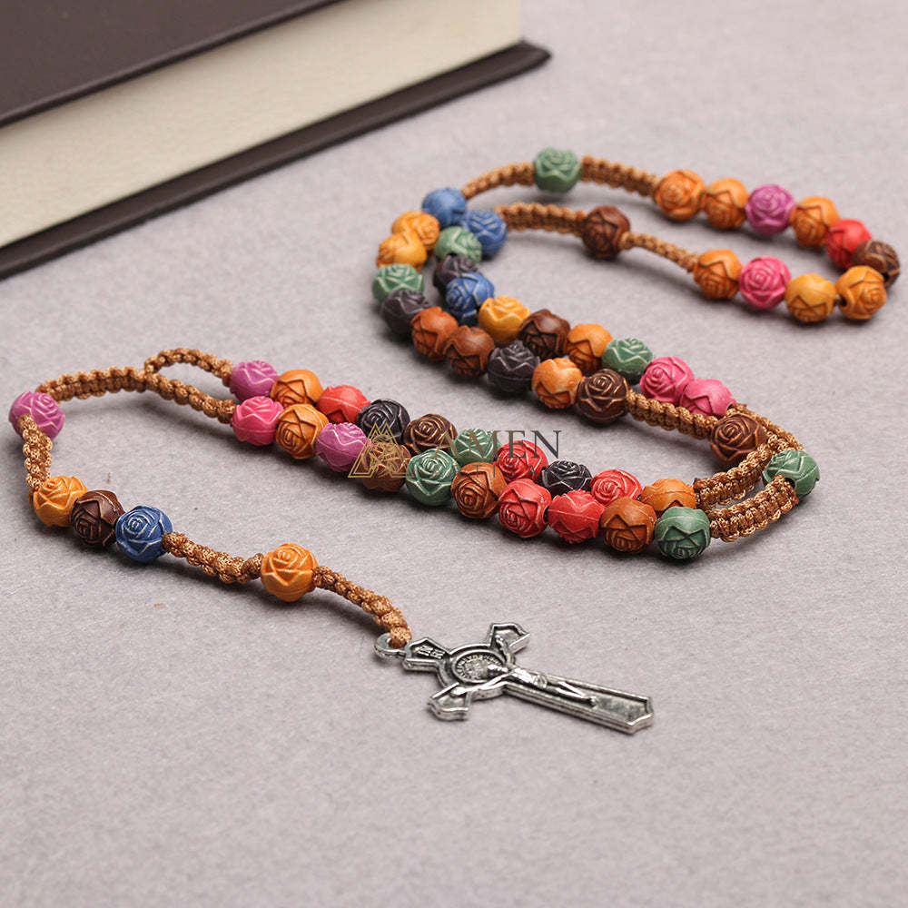 Colorful Rose Beads Rosary Amen Artisan