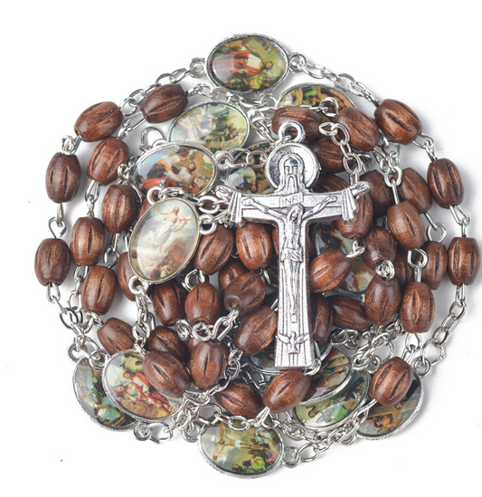 Natural Wood Beads Crucifix Rosary Amen Artisan
