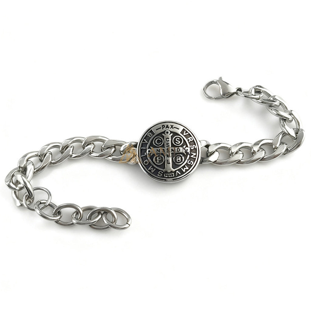 Saint Benedict Cross Cuban Link Bracelet - Protection, Strength & Faith |  Amen Artisan
