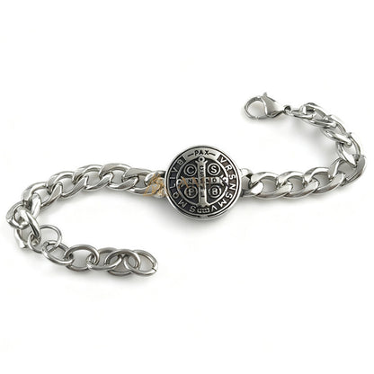 Saint Benedict Cross Cuban Link Bracelet - Protection, Strength & Faith |  Amen Artisan