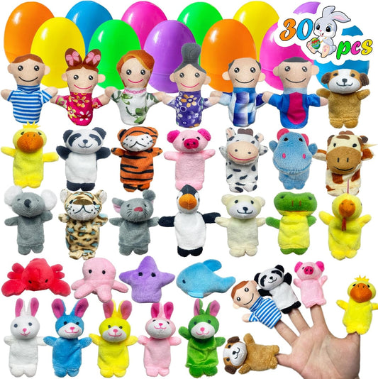 Prefilled Easter Eggs with Animal & Family Finger Puppet Easter Egg Gift Set Amen Artisan