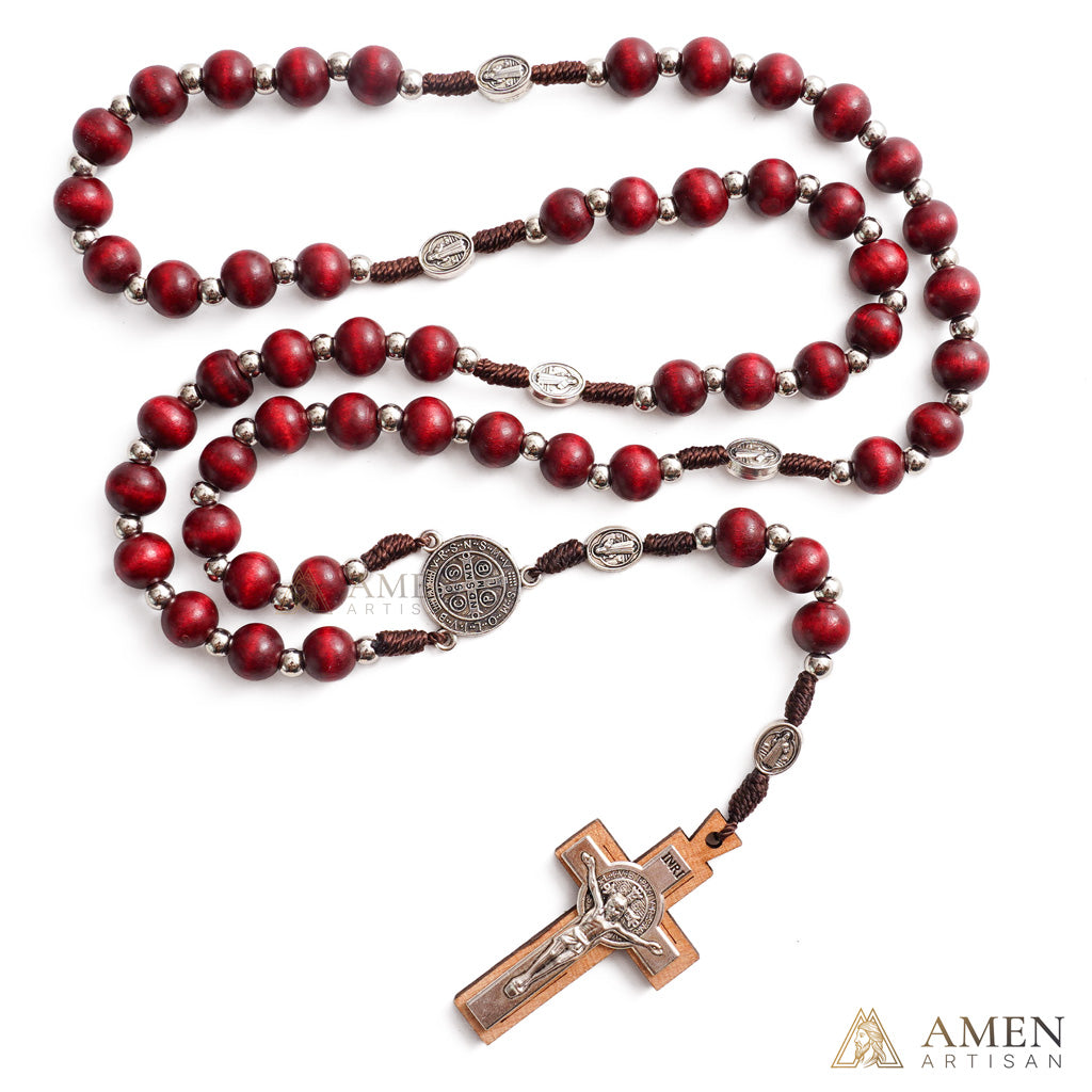 Natural Wood Rosary Beads Necklace with Crucifix - Devotion & Blessing |  Amen Artisan
