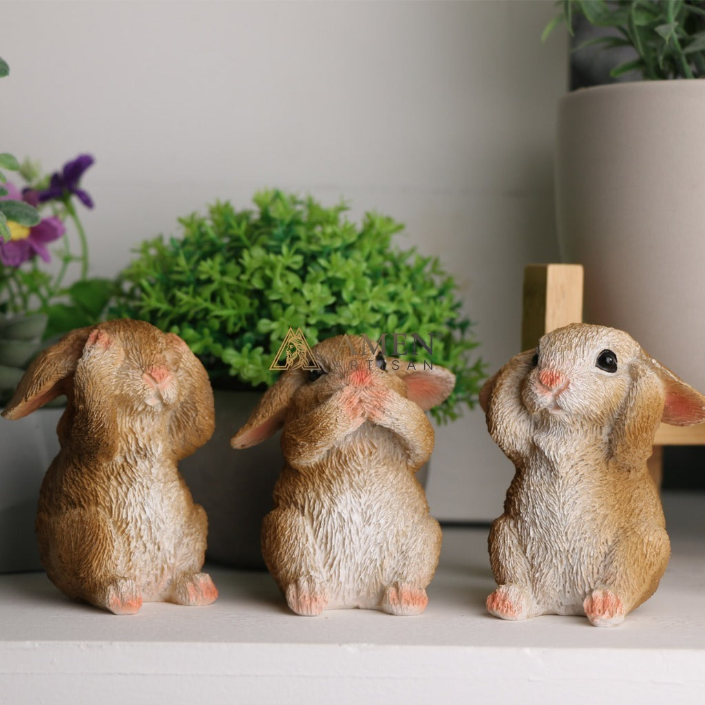 Easter Bunny Figurine Set Amen Artisan