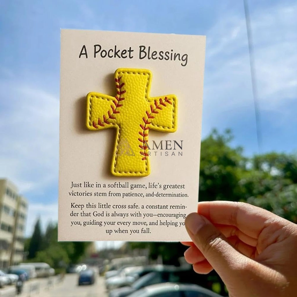 Handmade Leather Football Cross Sports Ornament Amen Artisan