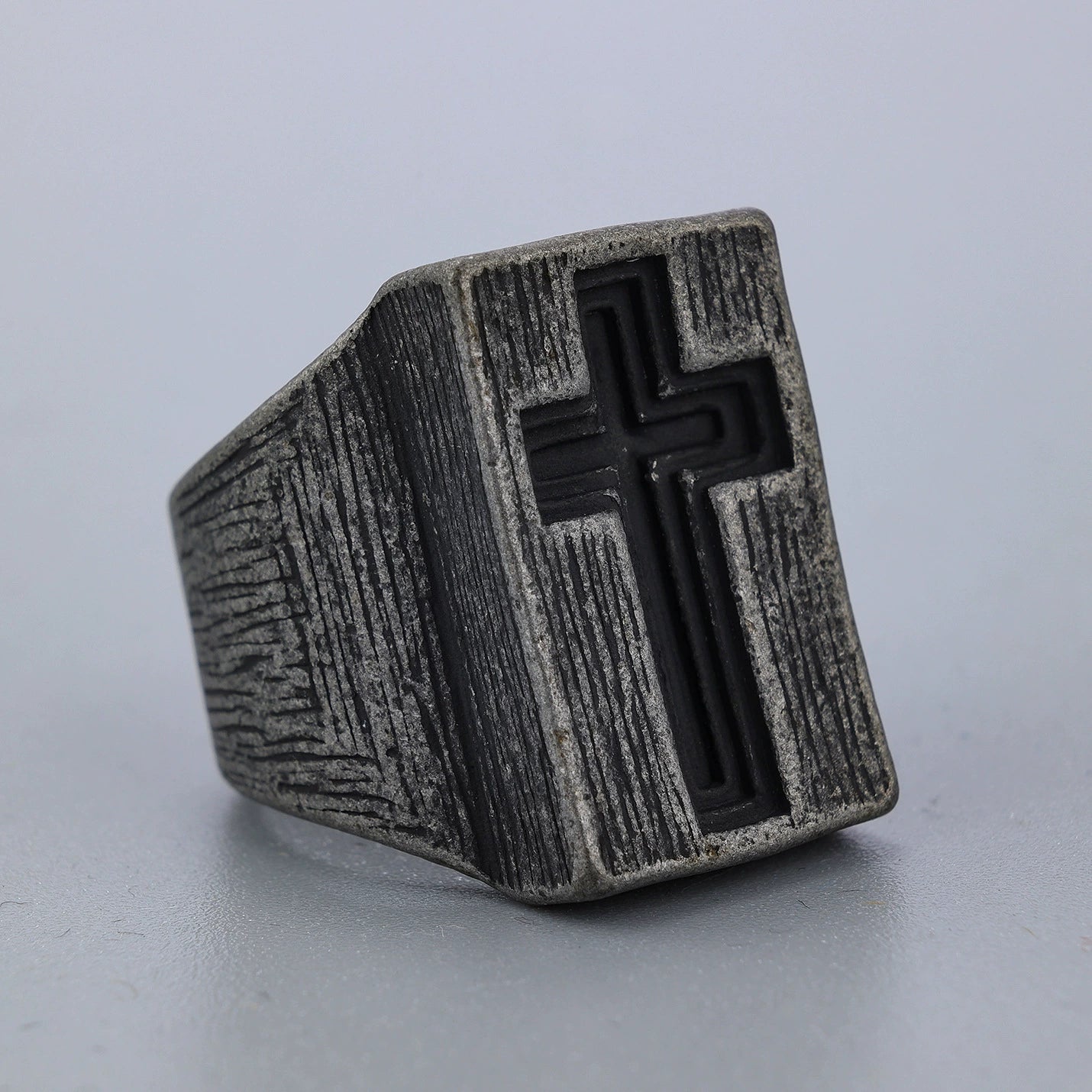 Antiqued Cross Signet Ring Surgical-grade 316L Stainless Steel Amen Artisan