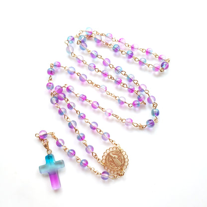Amen Artisan Colorful Round Bead Cross Prayer Necklace