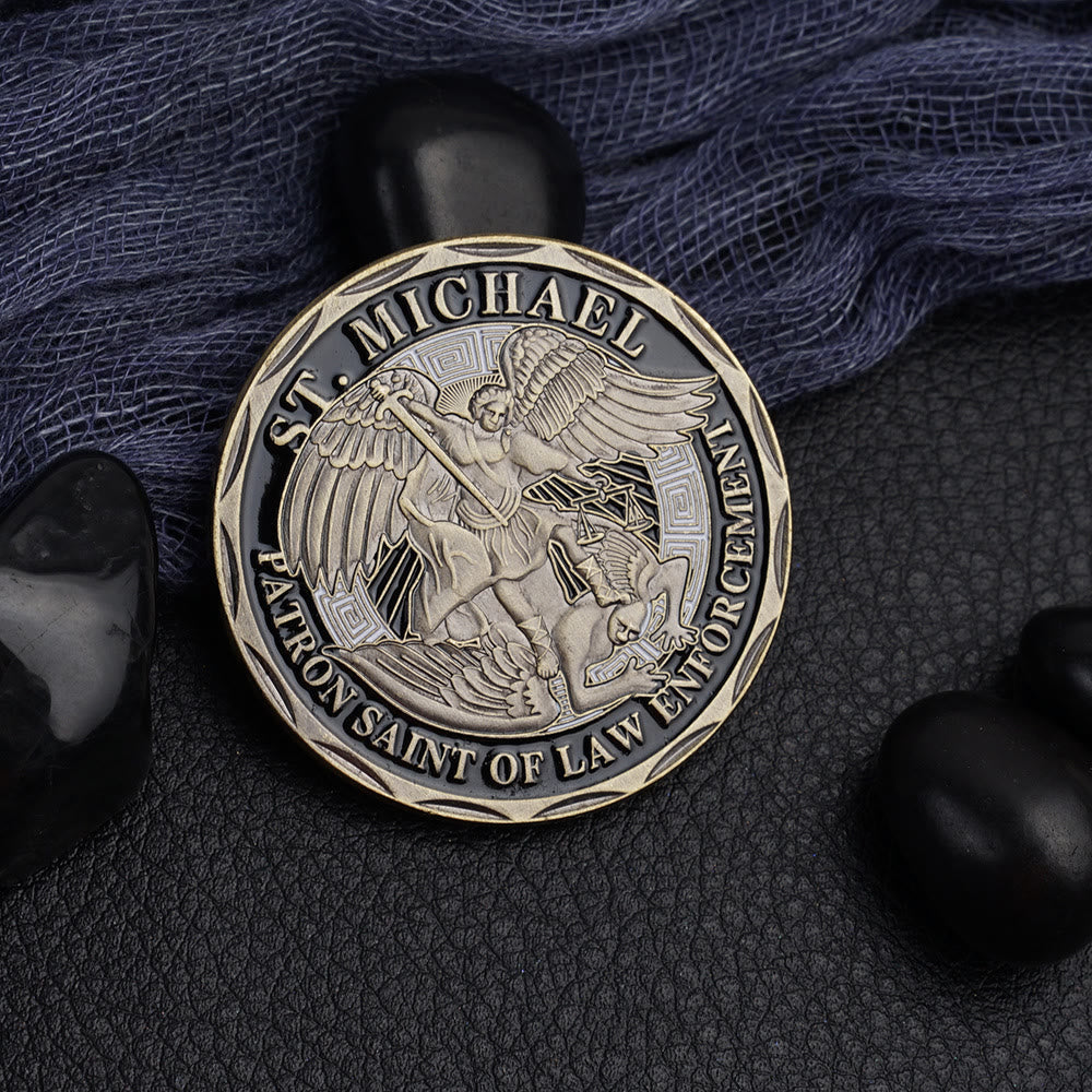 St Michael Challenge Coin - Patron Saint of Law  Enforcement - Amen Artisan