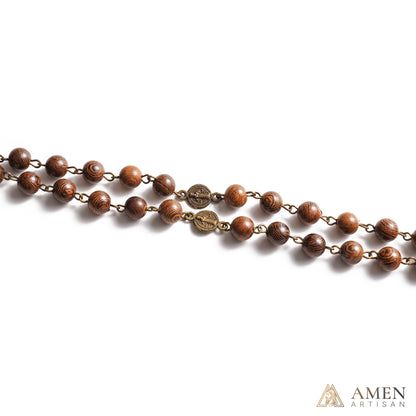 Antique-Style Seven Sorrows Wooden Rosary