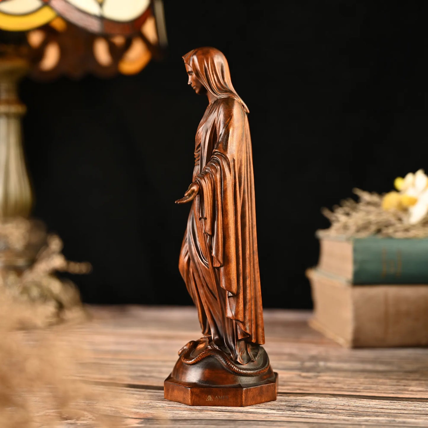 Our Lady of Grace Wood Carving Amen Artisan