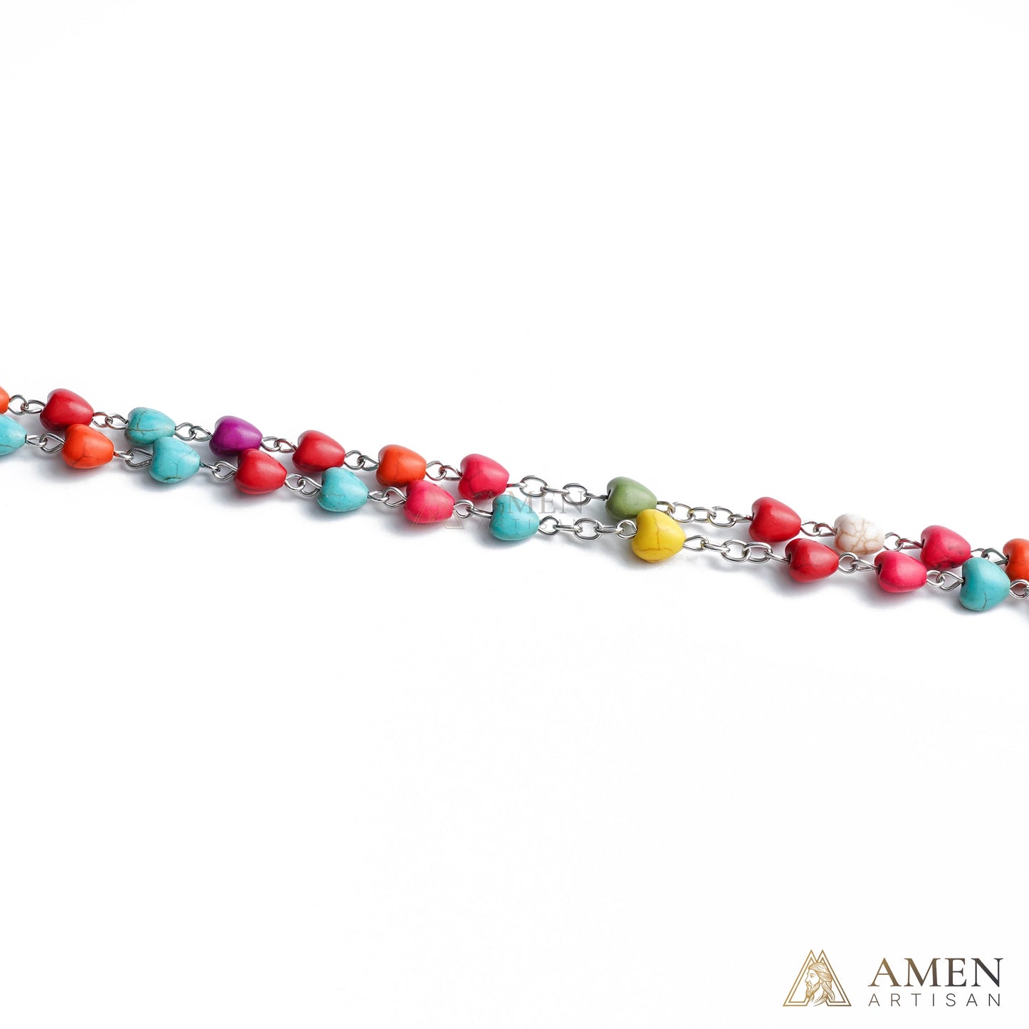 Multicolor Turquoise Heart Rosary