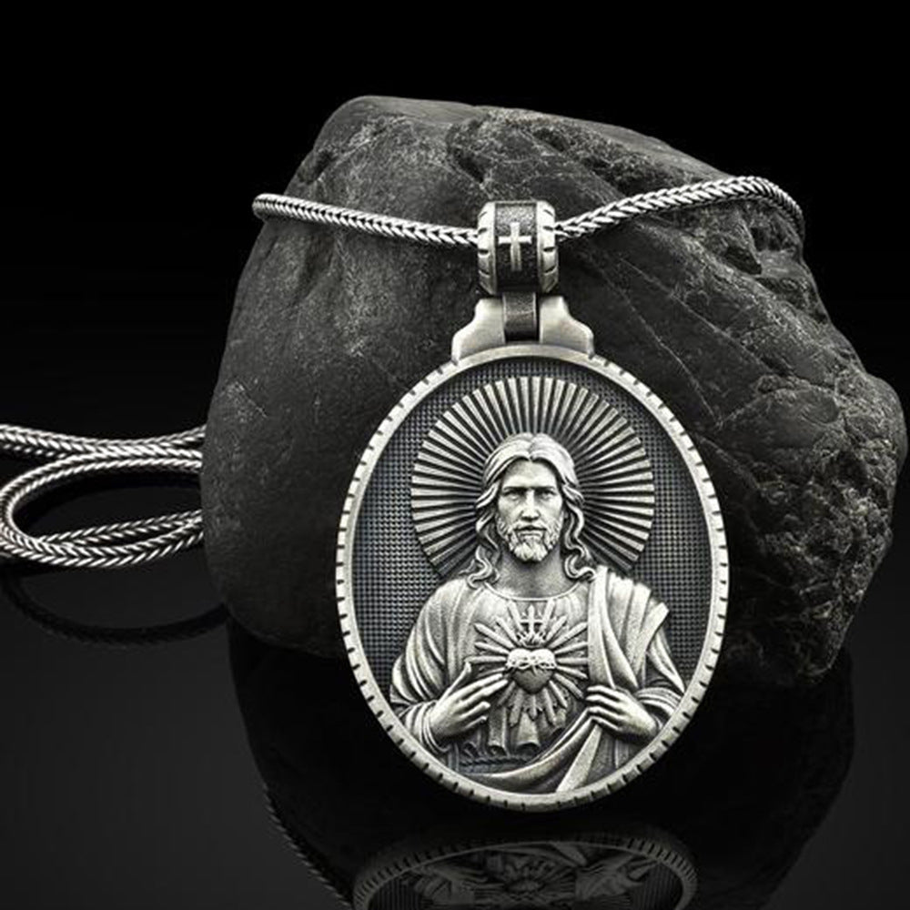 Vintage Sacred Heart of Jesus Pendant | Heritage Faith Jewelry, Classic Religious Necklace Amen Artisan