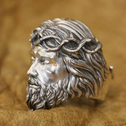 925 Sterling Silver Crown of Thorns Ring Amen Artisan