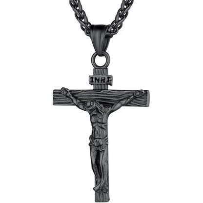 INRI Jesus Crucifix Necklace with Detailed Pendant — Faith