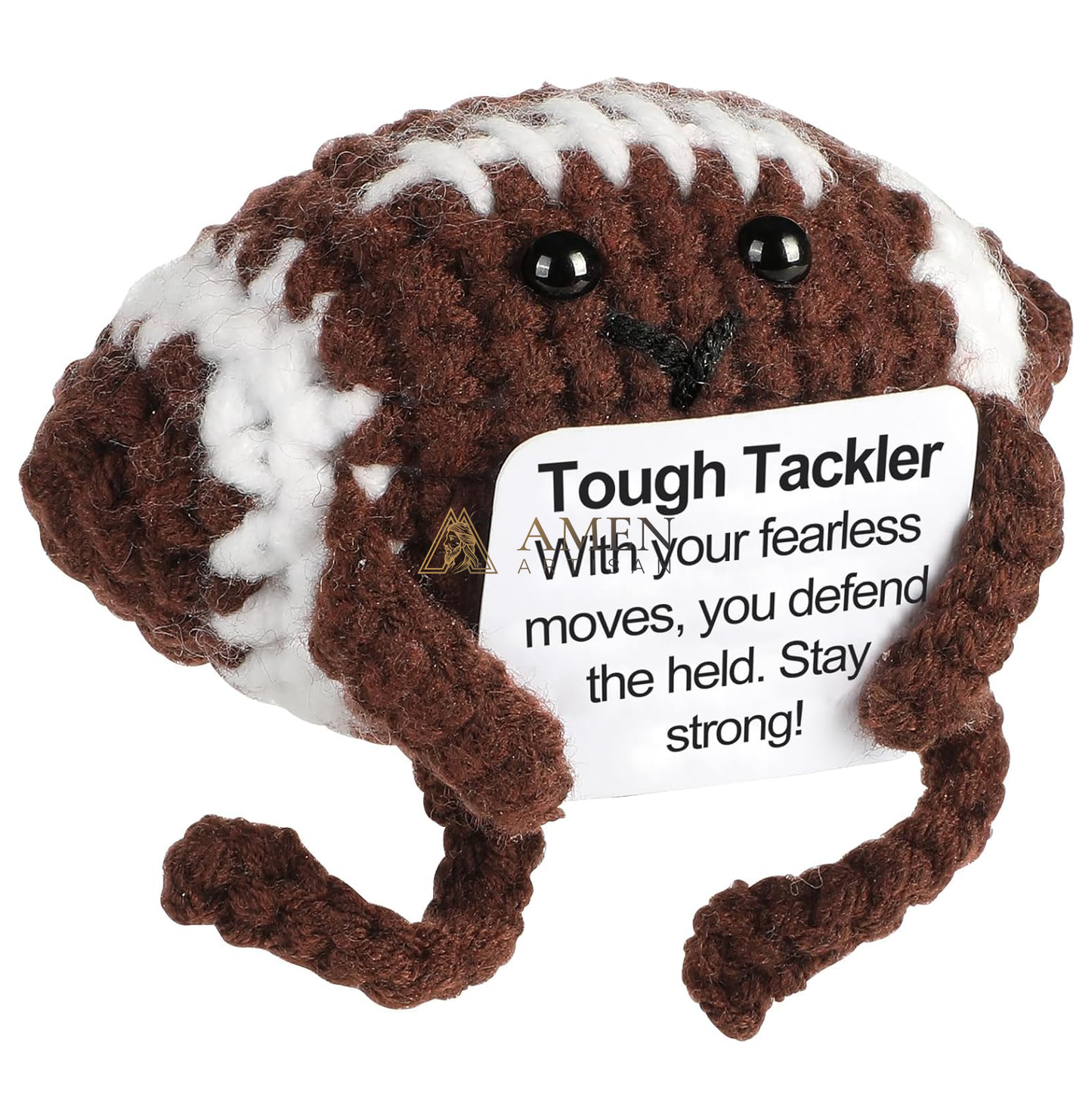 Hand-Knit Positive Football Plush Doll Amen Artisan