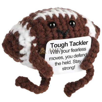 Hand-Knit Positive Football Plush Doll Amen Artisan