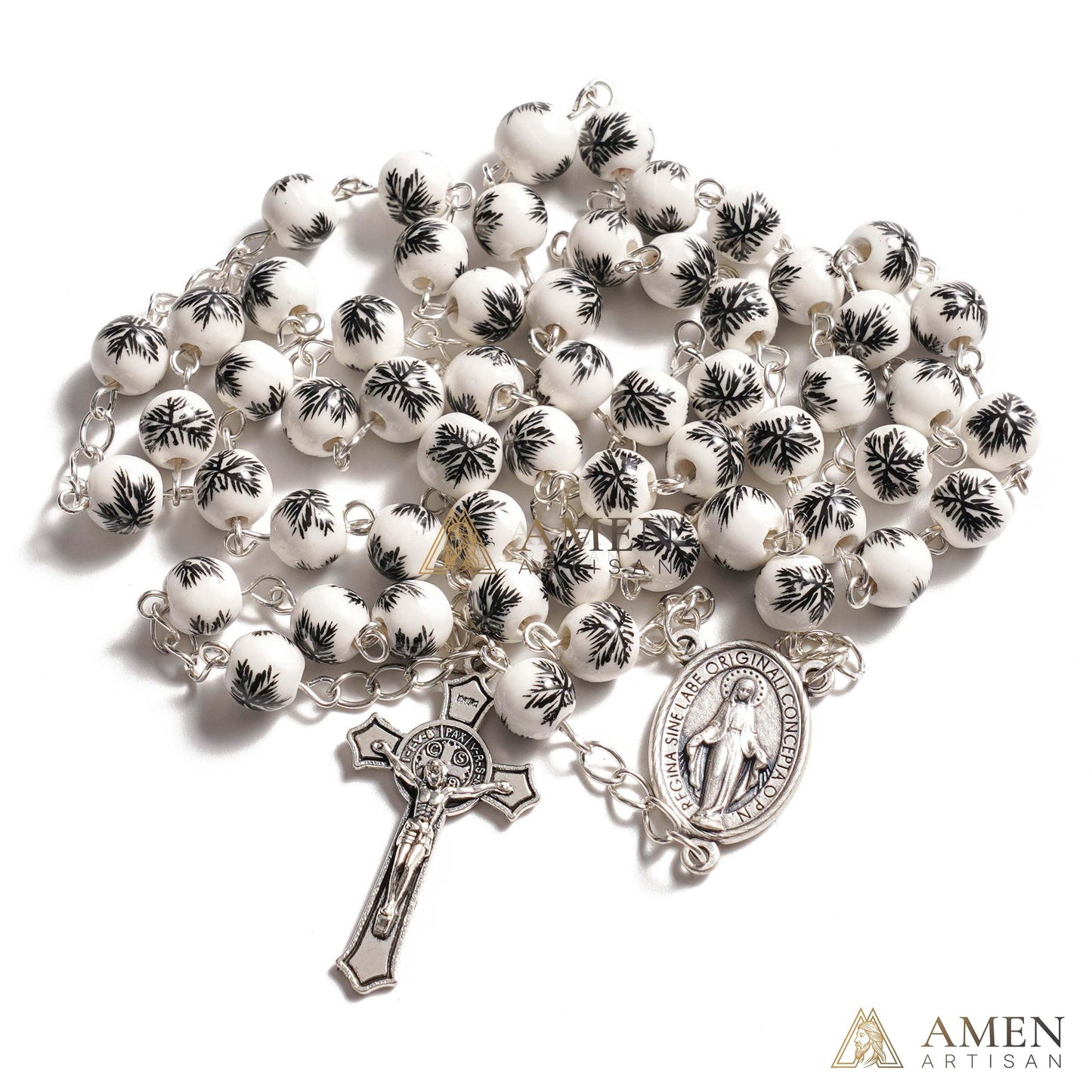 Pine Needles Ceramic Rosary Amen Artisian