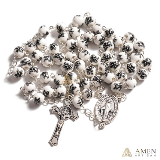 Pine Needles Ceramic Rosary Amen Artisian