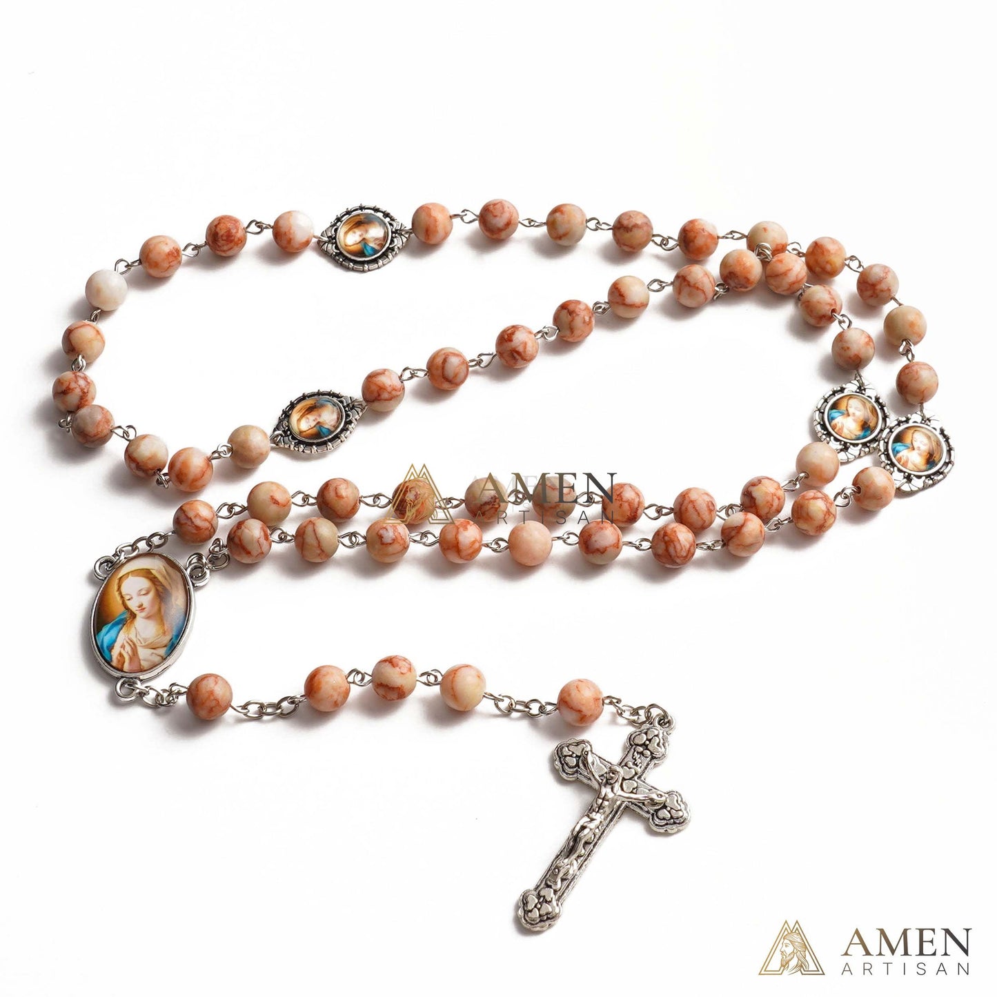 Red Vein Jasper Rosary Amen Artisan