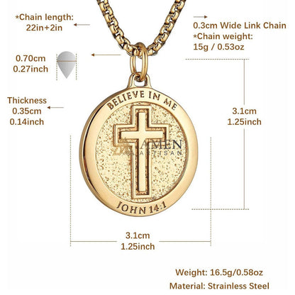 Cross Medallion Pendant Necklace Amen Artisan