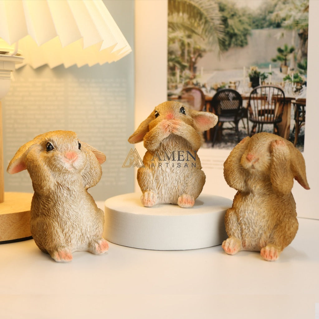 Easter Bunny Figurine Set Amen Artisan