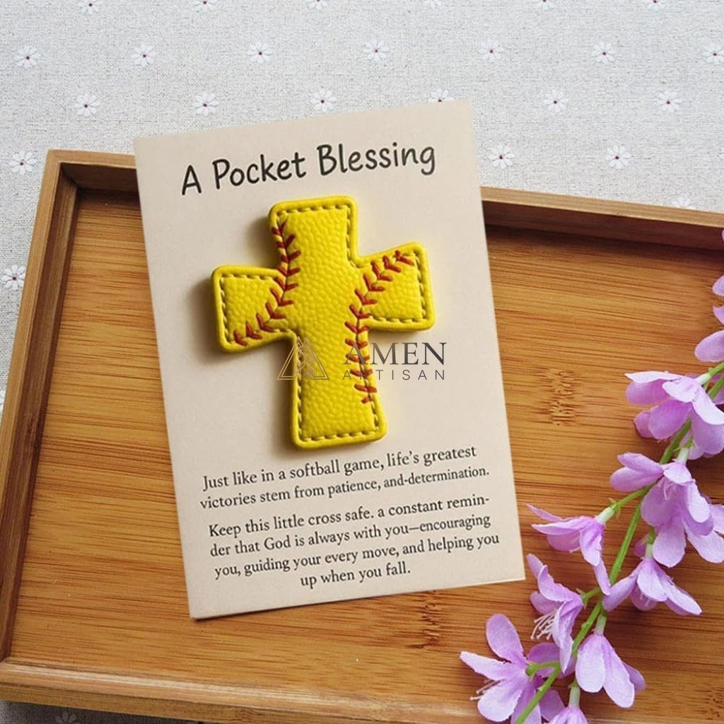 Handmade Leather Football Cross Sports Ornament Amen Artisan