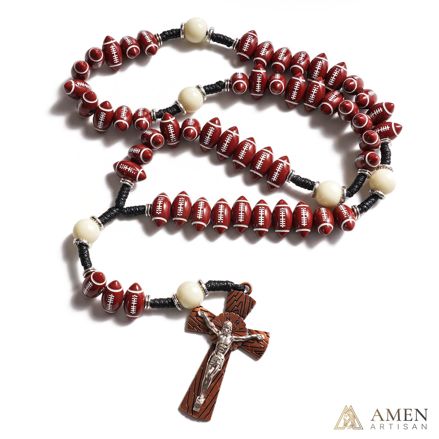 【Deal Today】Catholic Football Rosary with Oval Sports Beads | Amen Artisan