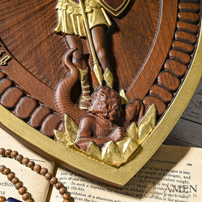 St Michael Wood Carving Amen Artisan