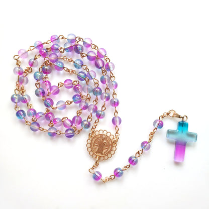 Amen Artisan Colorful Round Bead Cross Prayer Necklace