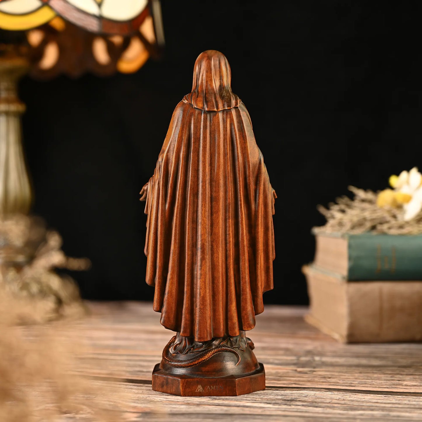 Our Lady of Grace Wood Carving Amen Artisan