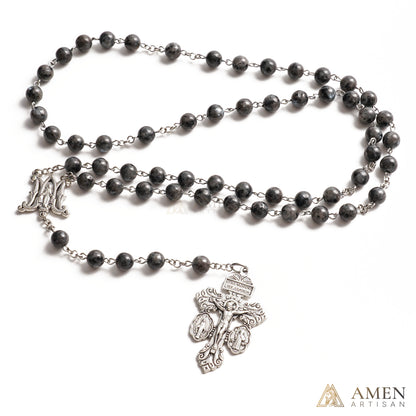Labradorite Miraculous Medal Rosary Amen Artisan